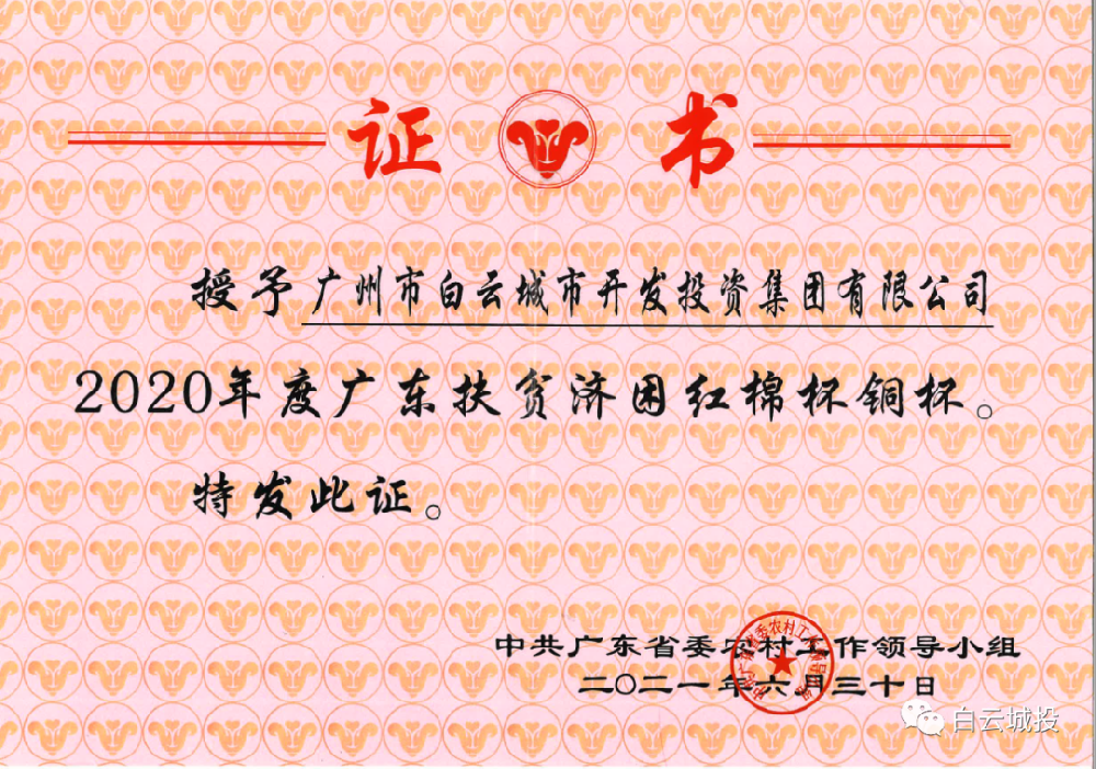 PA视讯集团获2020年度广东扶贫济困红棉杯铜杯